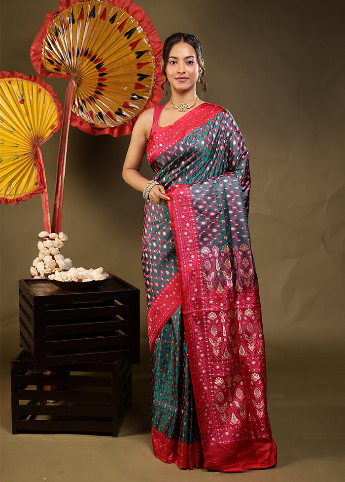 Green Tanchoi Silk Saree With Blouse Piece