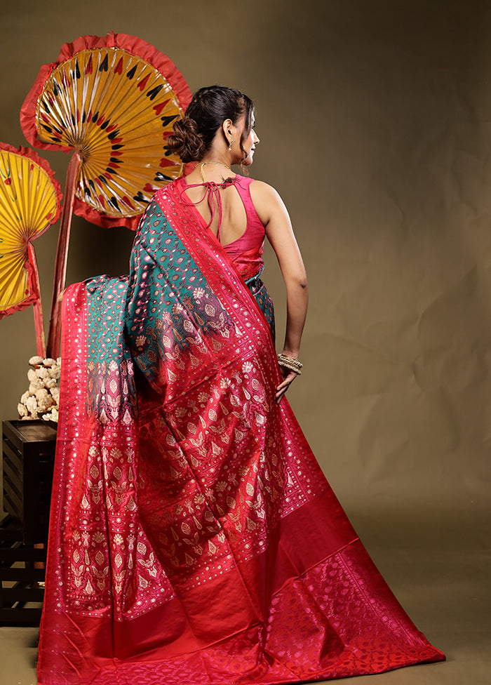 Green Tanchoi Silk Saree With Blouse Piece
