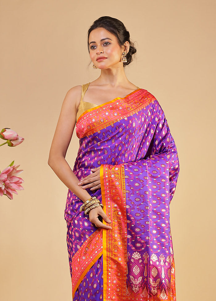 Purple Tanchoi Silk Saree With Blouse Piece