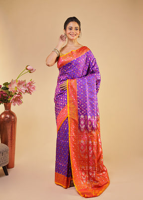 Purple Tanchoi Silk Saree With Blouse Piece