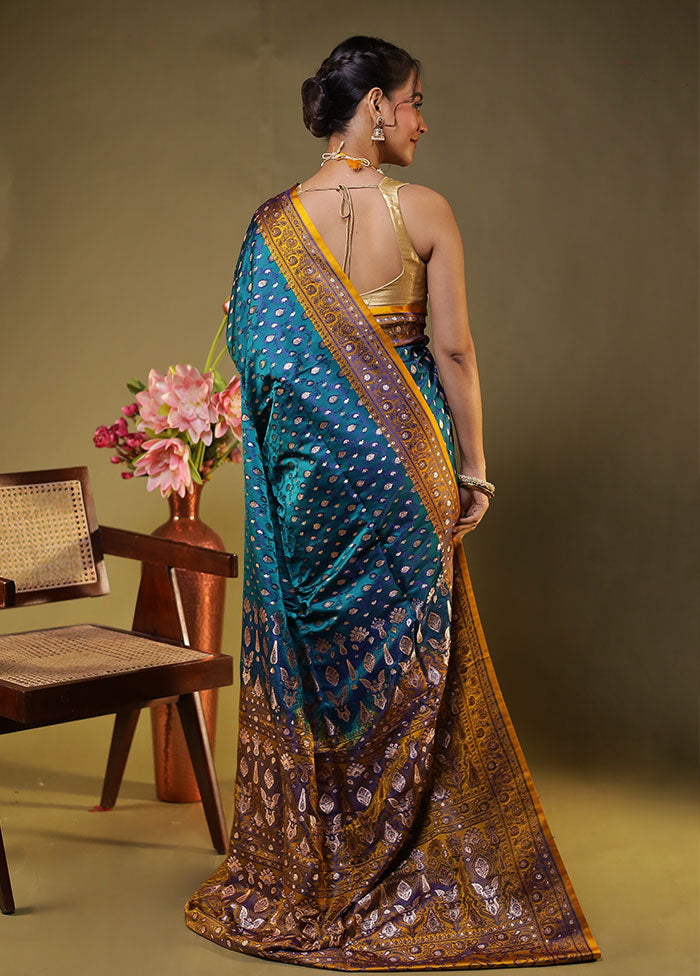 Blue Tanchoi Silk Saree With Blouse Piece