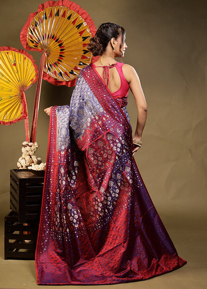 Grey Tanchoi Silk Saree With Blouse Piece
