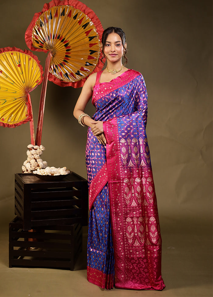 Blue Tanchoi Silk Saree With Blouse Piece