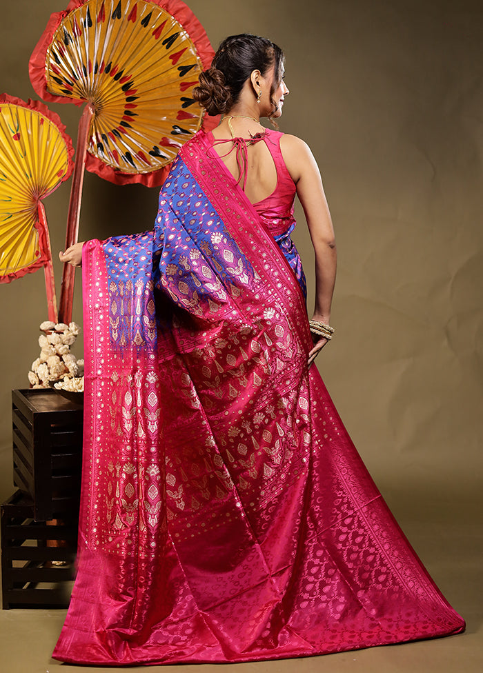 Blue Tanchoi Silk Saree With Blouse Piece