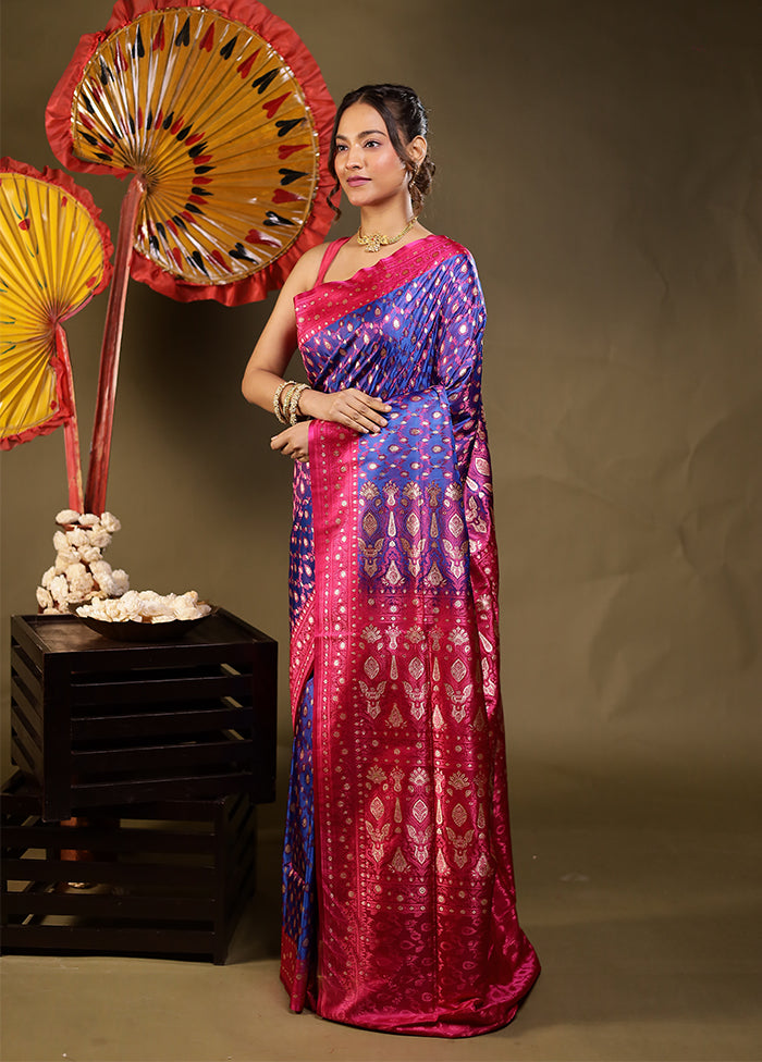 Blue Tanchoi Silk Saree With Blouse Piece