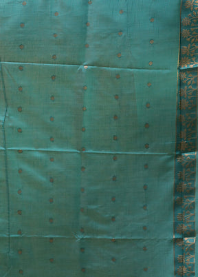 Blue Dupion Silk Saree With Blouse Piece