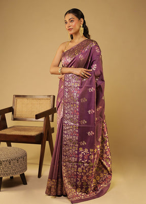 Purple Dupion Silk Saree With Blouse Piece
