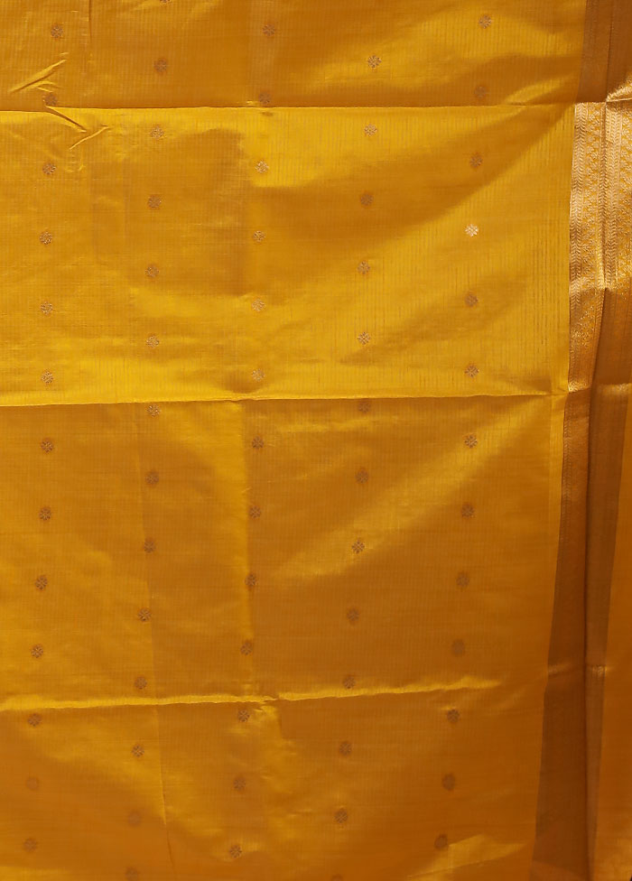 Yellow Dupion Silk Saree With Blouse Piece