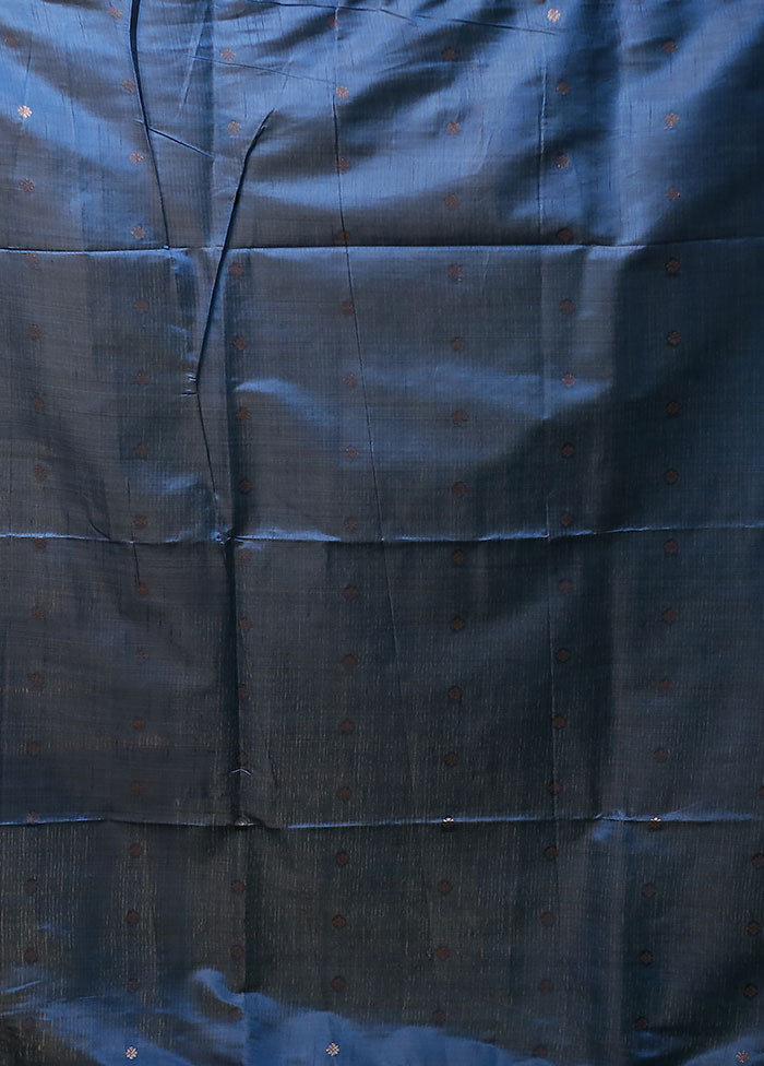 Blue Dupion Silk Saree With Blouse Piece