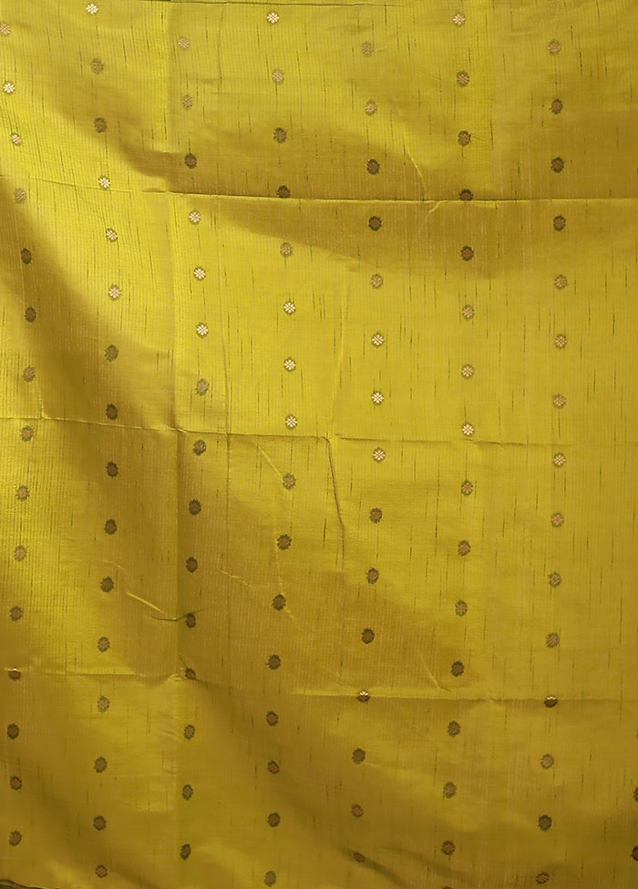 Green Dupion Silk Saree With Blouse Piece
