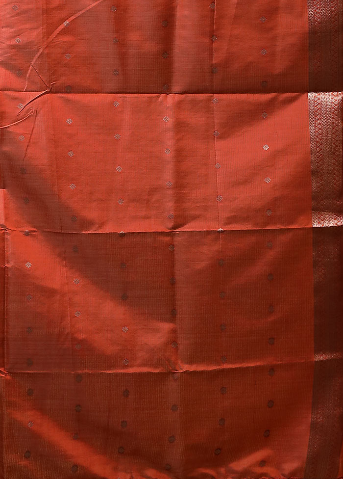 Orange Dupion Silk Saree With Blouse Piece
