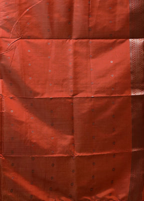 Orange Dupion Silk Saree With Blouse Piece