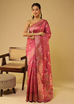 Pink Dupion Silk Saree With Blouse Piece