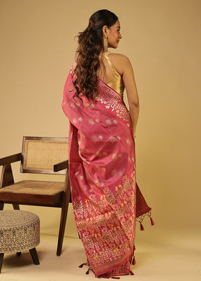 Pink Dupion Silk Saree With Blouse Piece