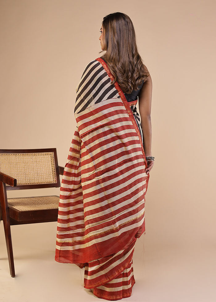 Black Chanderi Silk Saree With Blouse Piece