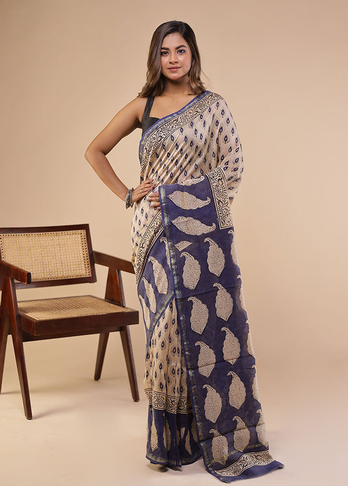 Multicolor Chanderi Silk Saree With Blouse Piece