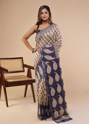 Multicolor Chanderi Silk Saree With Blouse Piece