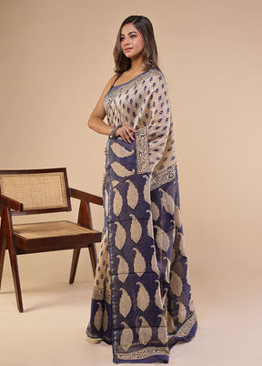 Multicolor Chanderi Silk Saree With Blouse Piece