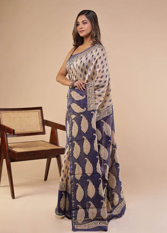Multicolor Chanderi Silk Saree With Blouse Piece