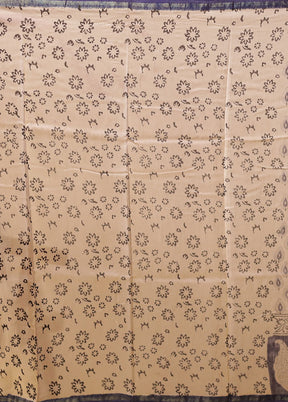 Cream Chanderi Silk Saree With Blouse Piece