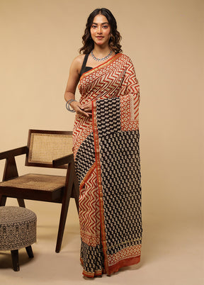 Cream Chanderi Silk Saree With Blouse Piece