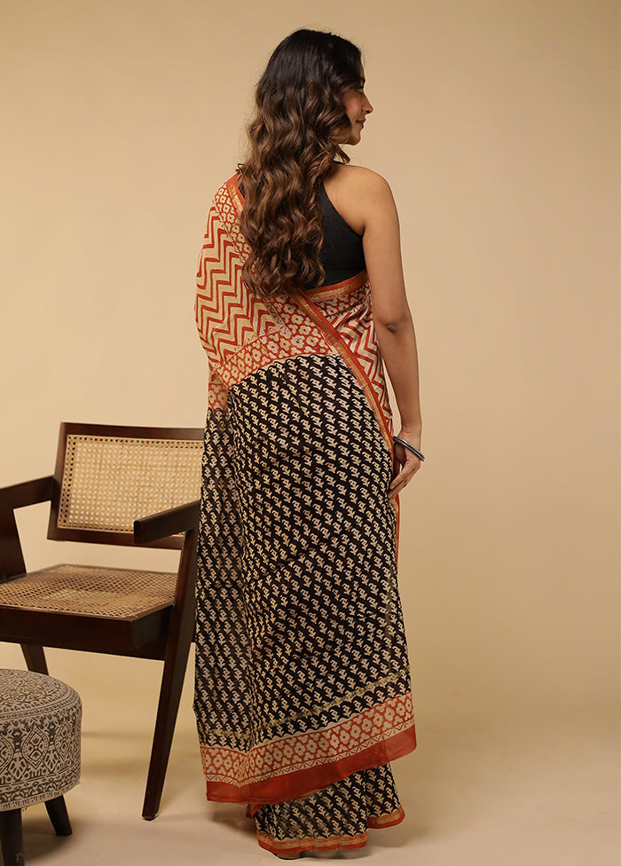 Cream Chanderi Silk Saree With Blouse Piece
