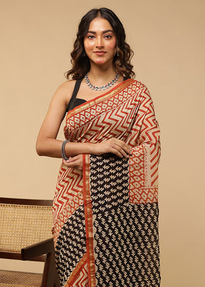 Cream Chanderi Silk Saree With Blouse Piece