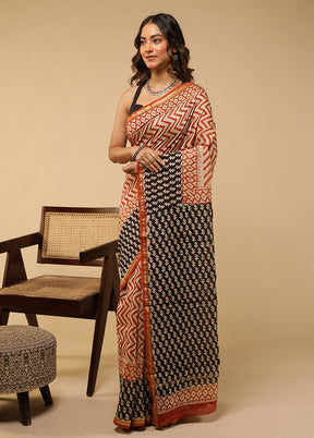 Cream Chanderi Silk Saree With Blouse Piece