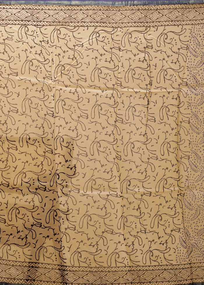 Cream Chanderi Silk Saree With Blouse Piece