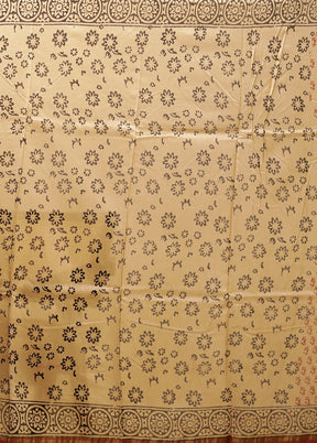 Cream Chanderi Silk Saree With Blouse Piece