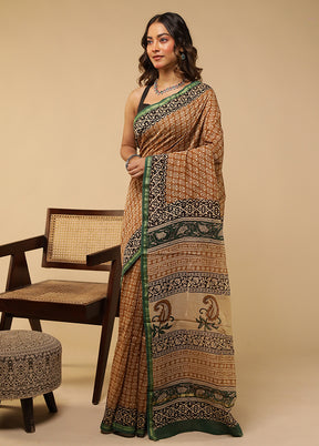 Yellow Chanderi Silk Saree With Blouse Piece