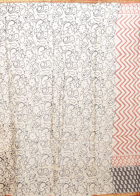 Cream Chanderi Silk Saree With Blouse Piece