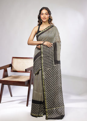 Cream Chanderi Silk Saree With Blouse Piece