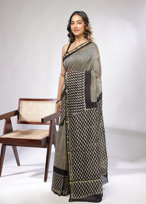 Cream Chanderi Silk Saree With Blouse Piece
