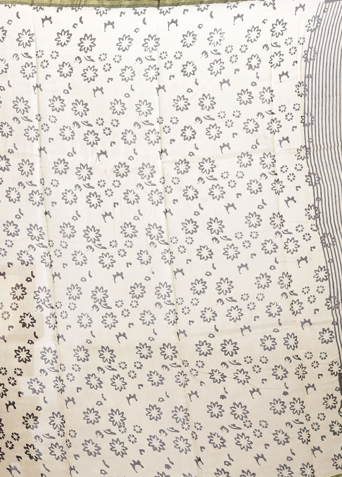 Cream Chanderi Silk Saree With Blouse Piece