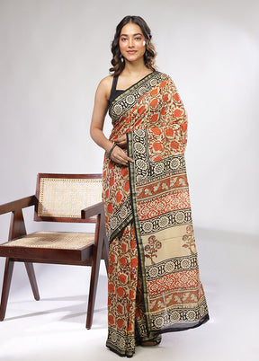 Cream Chanderi Silk Saree With Blouse Piece