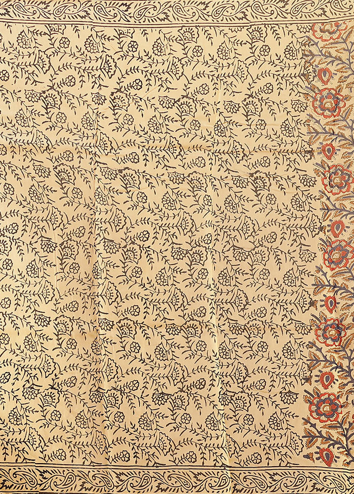Cream Chanderi Silk Saree With Blouse Piece