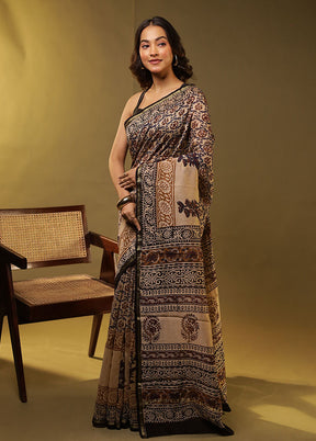 Cream Chanderi Silk Saree With Blouse Piece