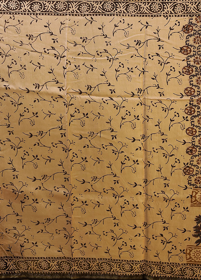 Cream Chanderi Silk Saree With Blouse Piece
