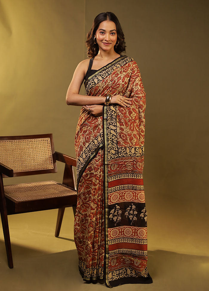 Cream Chanderi Silk Saree With Blouse Piece