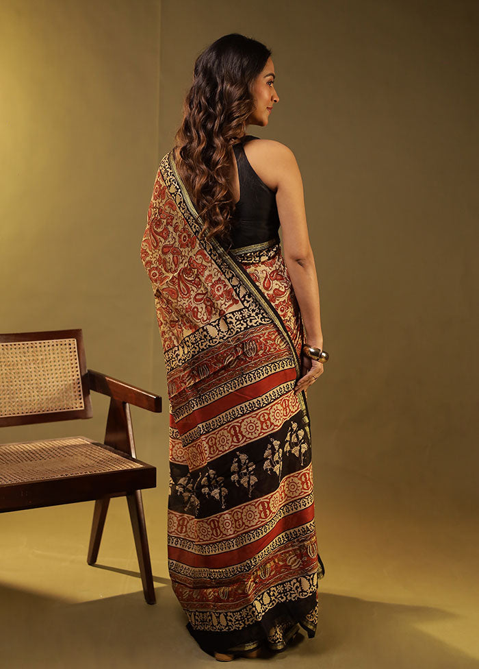 Cream Chanderi Silk Saree With Blouse Piece