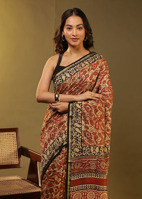 Cream Chanderi Silk Saree With Blouse Piece