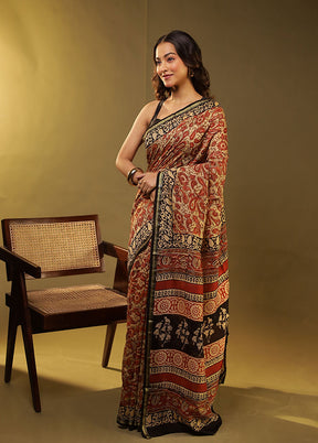 Cream Chanderi Silk Saree With Blouse Piece