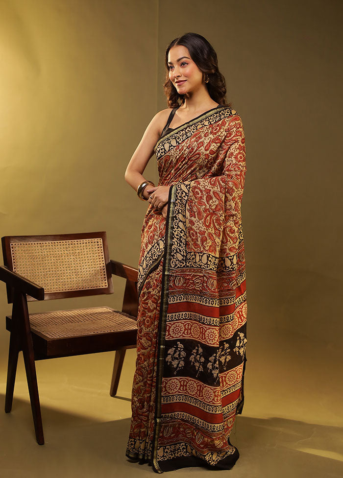 Cream Chanderi Silk Saree With Blouse Piece