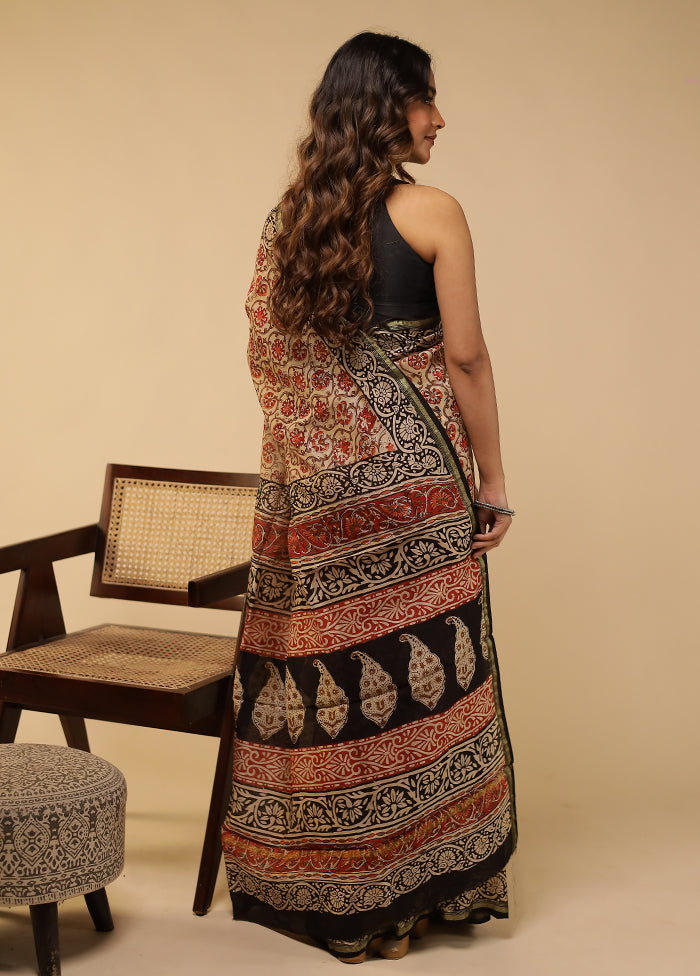 Multicolor Chanderi Silk Saree With Blouse Piece