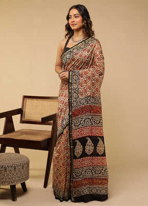 Multicolor Chanderi Silk Saree With Blouse Piece