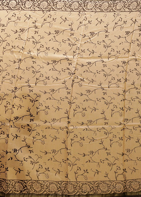 Cream Chanderi Silk Saree With Blouse Piece