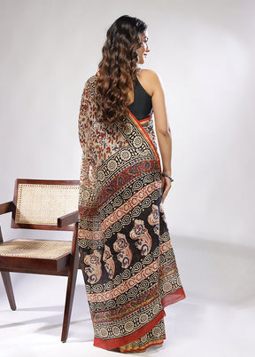 Cream Chanderi Silk Saree With Blouse Piece