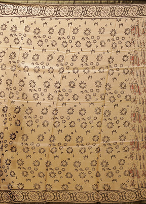 Cream Chanderi Silk Saree With Blouse Piece