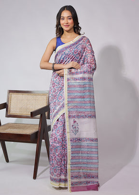 Pink Chanderi Silk Saree With Blouse Piece